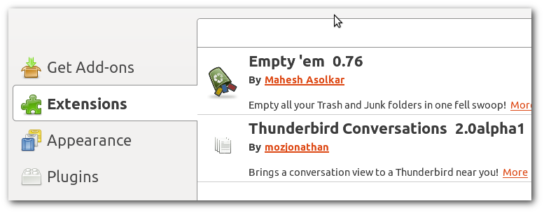 Empty 'em 0.76 in Thunderbird 3.3a (Shredder)