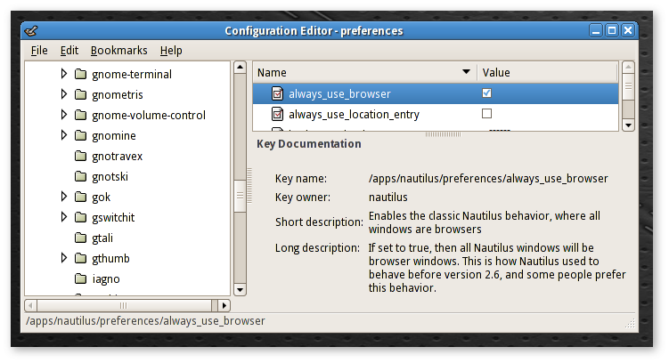 Key in the Configuration Editor